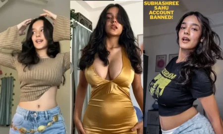 Digital creator Subhashree Sahu collage regarding her 1.3M Instagram account suspension and appeal to Meta